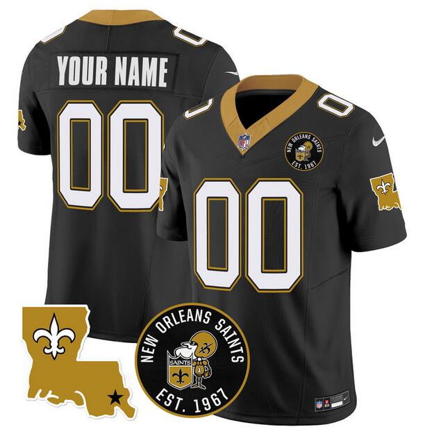 Men's New Orleans Saints Customized Black F.U.S.E. EST. 1967 Patch Vapor Stitched Jersey Men's New Orleans Saints Customized Black F.U.S.E. EST. 1967 Patch Vapor Stitched Jersey